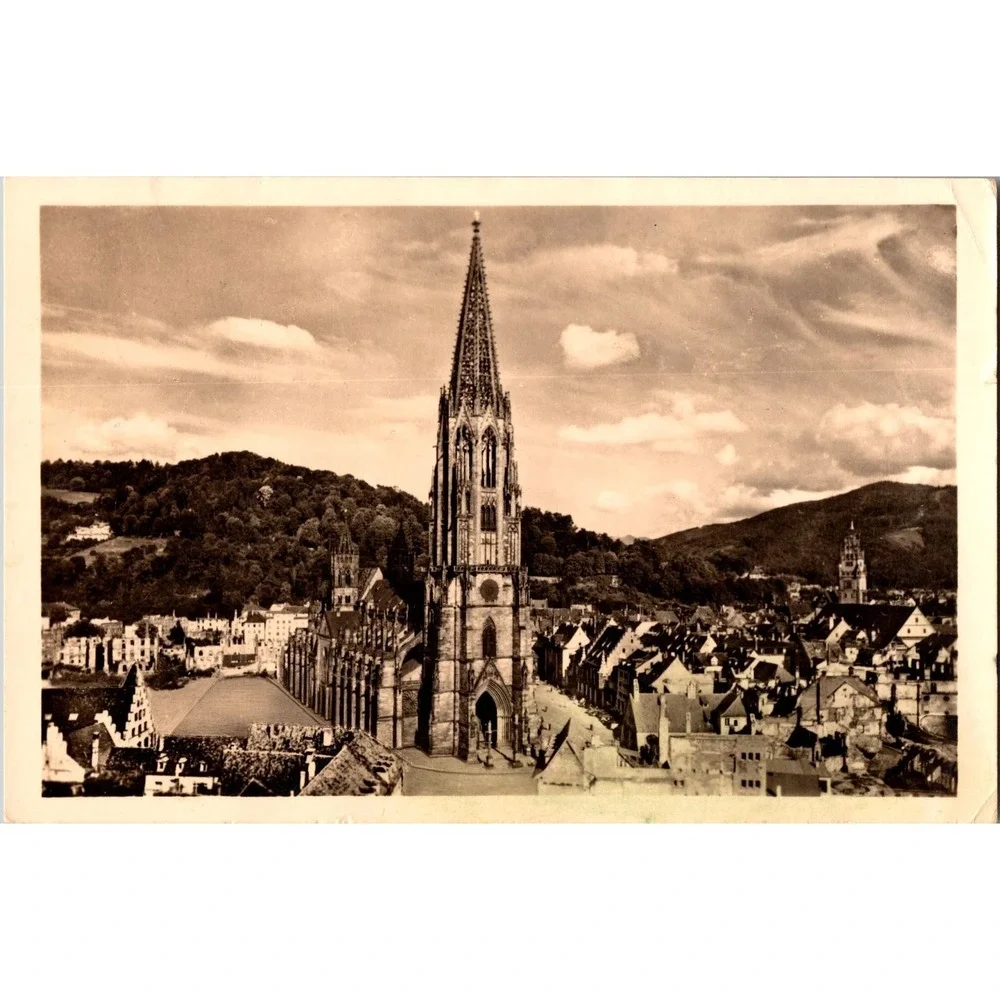 Vintage‎ Freiburg Black Forest Das Münster Gothic Cathedral Postcard